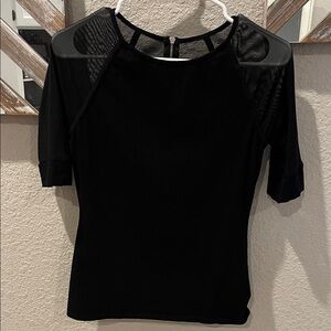 Elegant Black Mesh Sleeve Top